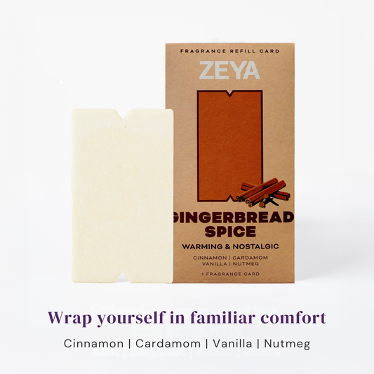 Zeya Gingerbread Spice fragrance refill card packaging on a white background