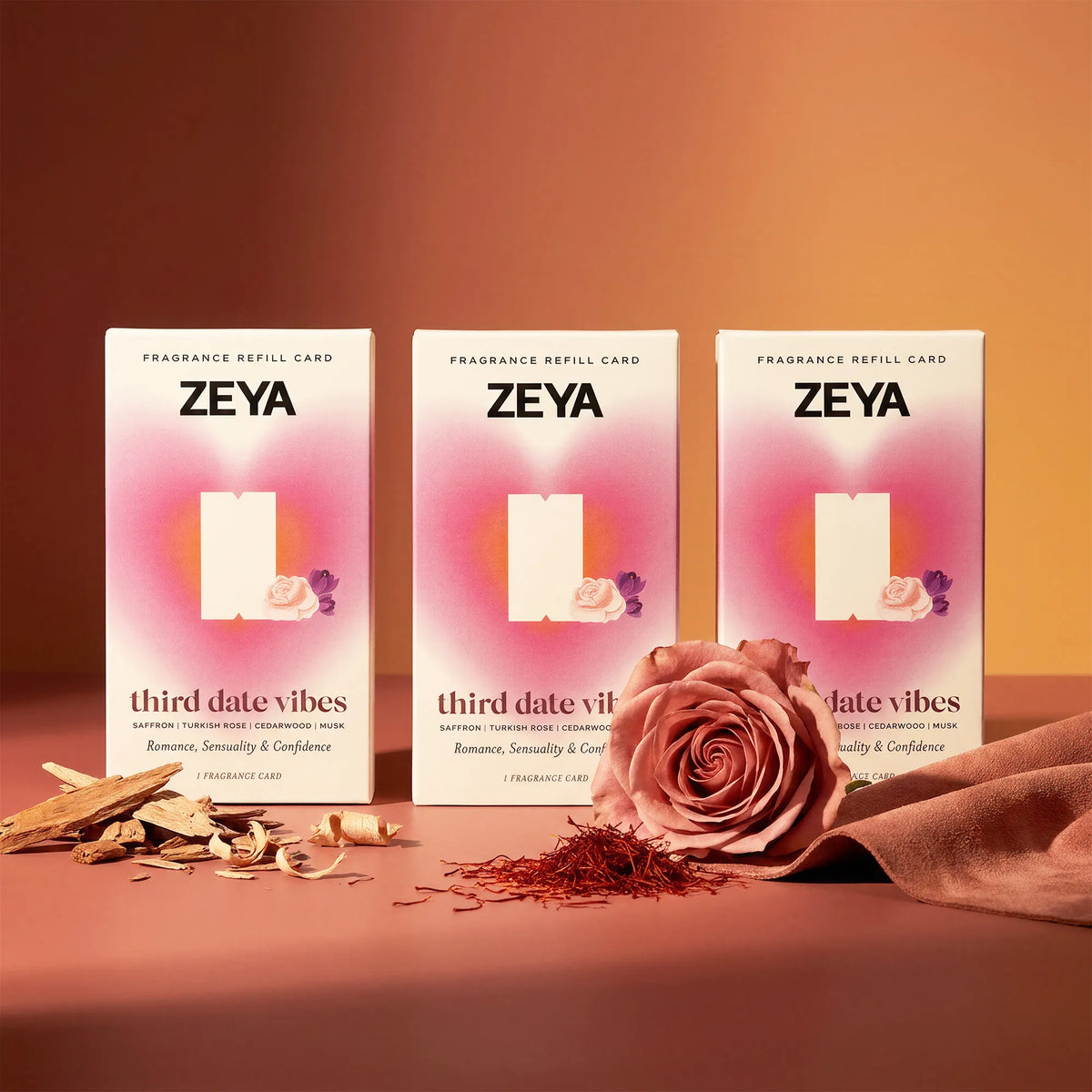 ZEYA Third Date Vibes fragrance card for the waterless ZEYA portable diffuser